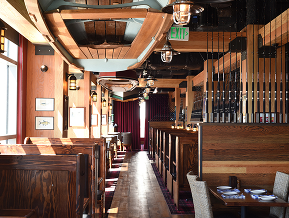 Interior dining area at Bellevue Duke's Seafood Restaurant