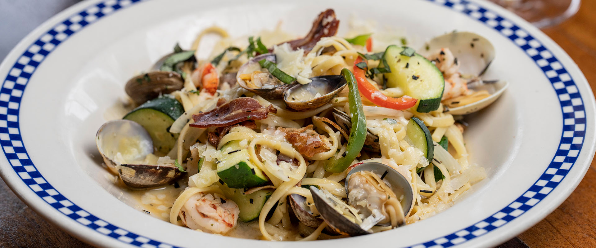 Duke's Seafood Clams Prawns Fettuccine Dish