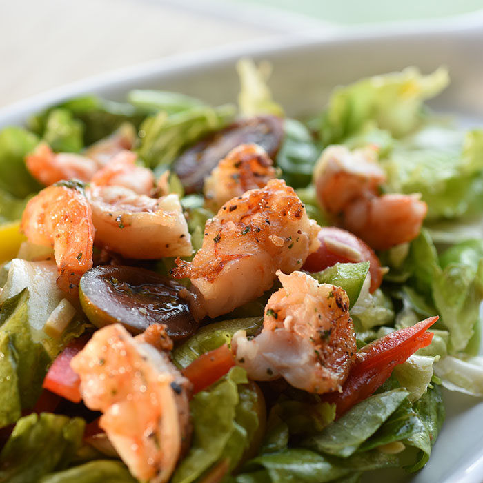 Duke's Seafood salad with prawns and chopped greens